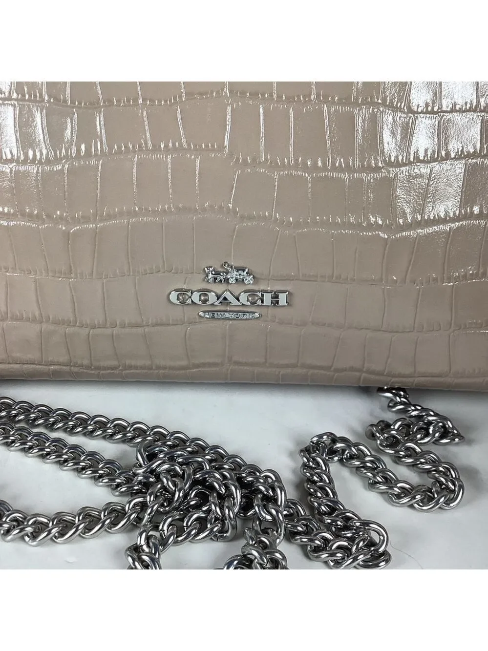 Coach Beige Croc Embossed‎ Crossbody Bag